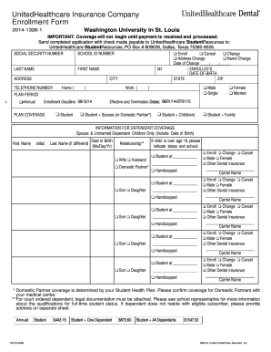 UnitedHealthcare Student Dental Enrollment Form