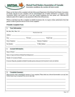 Client Complaint Information Form