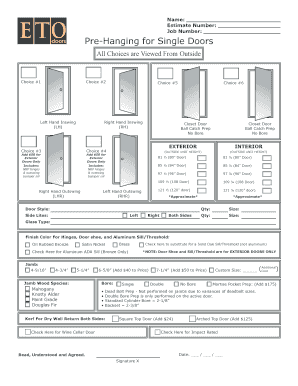 Door Pre-Hanging Specification Form