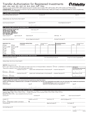 Transfer Authorization for Registered Investments