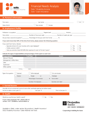 Solo Disability Income Insurance Application