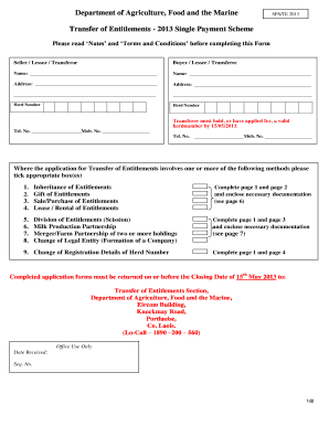 2013 Single Payment Scheme Transfer Form