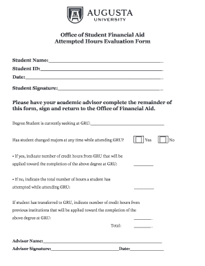 Attempted Hours Evaluation Form