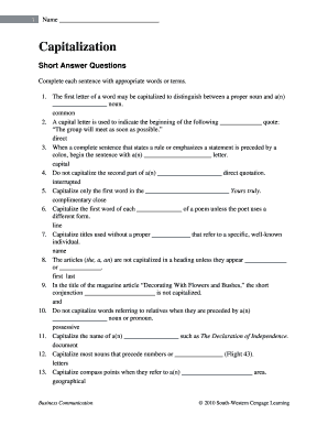 Capitalization Worksheet