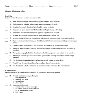 Chapter 15 Getting a Job Quiz