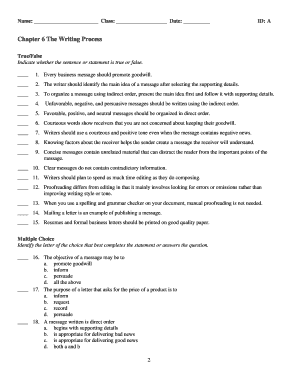 Business Writing Process Quiz