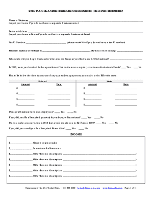 2015 Business Tax Organizer