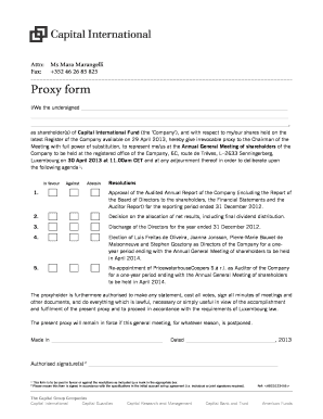 Proxy Form for Capital International Fund Shareholders