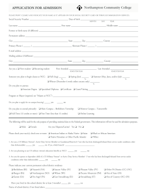 Northampton Community College Application Form