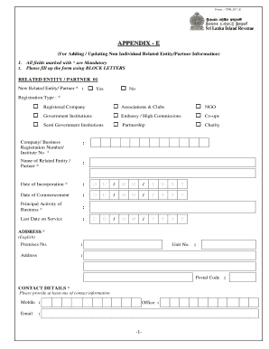 Appendix E - Non Individual Related Entity Partner Form