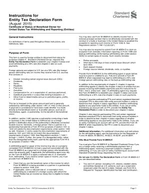 Entity Tax Declaration Form W-8BEN-E