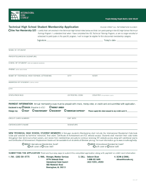 Technical High School Student Membership Application