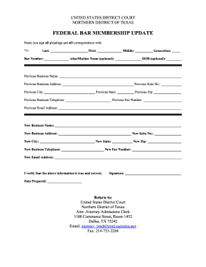 Federal Bar Membership Update Form