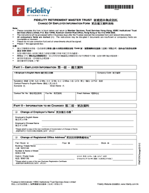 Fidelity Retirement Master Trust Change of Employer Information Form