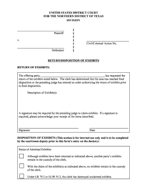 Return of Exhibits Form