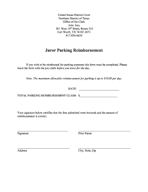 Jury Parking Reimbursement Form