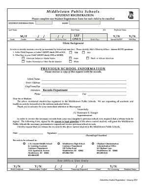 Rhode Island Student Registration Form