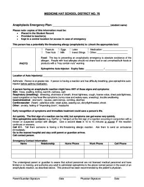 Anaphylaxis Emergency Plan