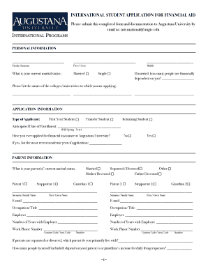 International Student Financial Aid Application