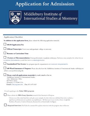 Middlebury Institute Application Form