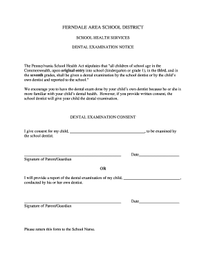Pennsylvania School Dental Examination Consent