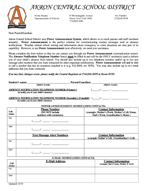 Akron Central School District Absence Notification Form