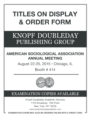 Knopf Doubleday Academic Order Form