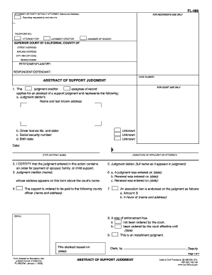 California Abstract of Support Judgment