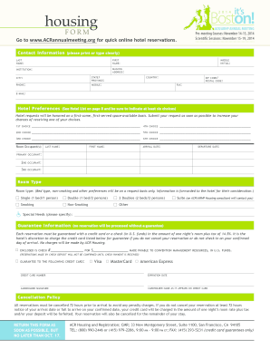 ACR Annual Meeting Housing Form