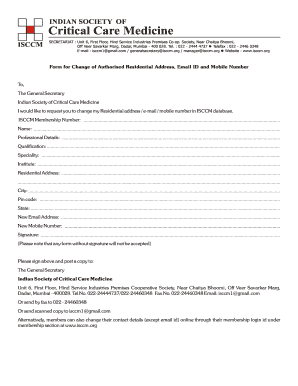 ISCCM Change of Address Form