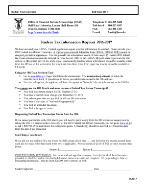 Student Tax Information Request Form