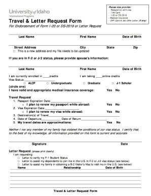 Travel & Letter Request Form