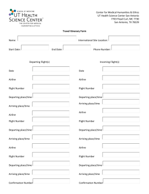 Travel Itinerary Form