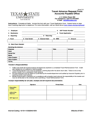 Travel Advance Request Form
