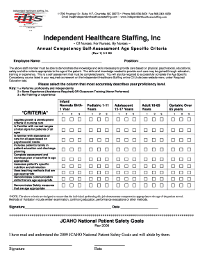 Annual Competency Self-Assessment Form