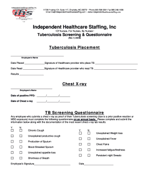 Tuberculosis Screening Questionnaire