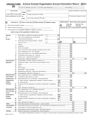 Arizona Exempt Organization Annual Information Return Form 99