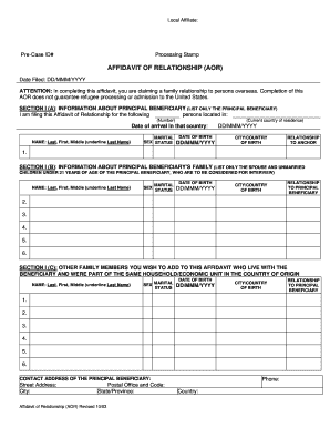 Affidavit of Relationship (AOR)
