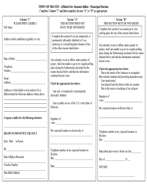 Affidavit for Absentee Ballot