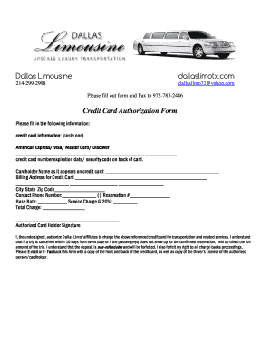 Credit Card Authorization Form
