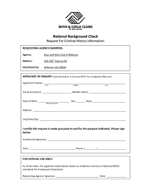 National Background Check Request Form