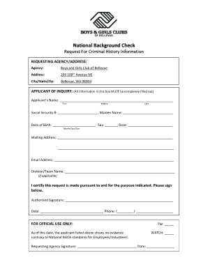National Background Check Request Form