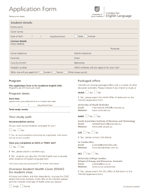 CELUSA Student Application Form