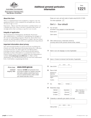 Australian Visa Application Supplementary Form