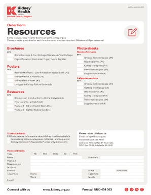 Kidney Health Australia Order Form