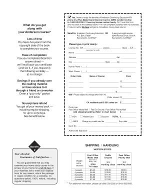 Anderson Continuing Education Enrollment Form