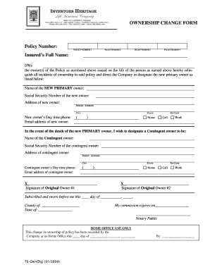 Ownership Change Form