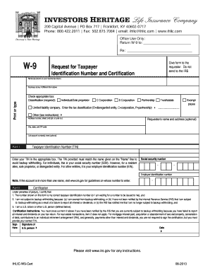 IRS Form W-9 Taxpayer Identification and Certification