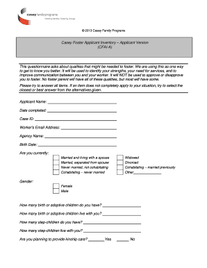 Casey Foster Applicant Inventory