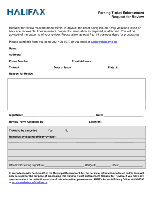 Parking Ticket Enforcement Request for Review